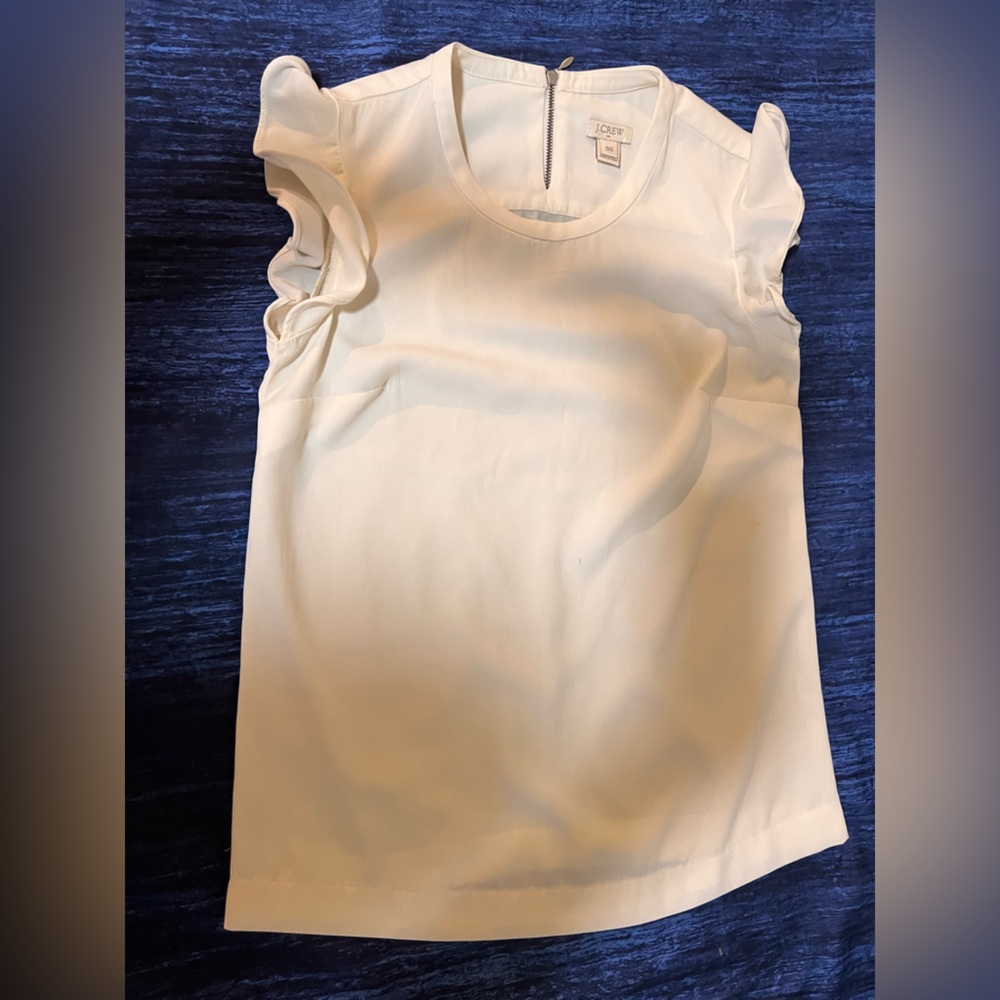J.CREW Elegant White Ruffled Blouse size (00)
